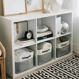 Корзина Органайзер Lovely Svi для зберігання білизни, одягу, упорядкування домашньої шафи, дитячих іграшок 38×28×24 – Сіро- білий - мініатюра 3