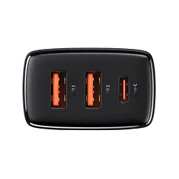 Сітчасте зарядне пристрій Baseus Compact Quick Charger 2U+C 30W EU чорний CCXJ-E01 - мініатюра 5