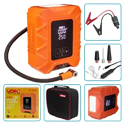 Автомобільний компресор Voin 4in1, 14.8V, 37.0Wh, 10000mAh, бустер, повербанк, ліхтар (VC-345CL) - мініатюра 5