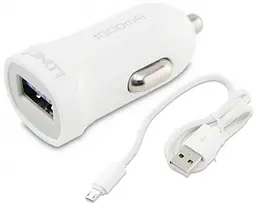 Автомобільний зарядний пристрій LDNIO DL-C17 Car charger 1USB 1A + MicroUsb cable White - мініатюра 4