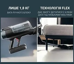 Rowenta Пилосос Rowenta безпровідний X-Force Flex 16.60 Animal, 315Вт, вологе прибирання, конт пилок -0.65л, автон. робота до 120хв, HEF system 99,9%, чорно-сірий - мініатюра 9