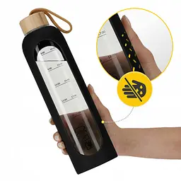 Пляшка для води спортивна 4FIZJO 1000 мл скляна Black (P-5905973403917) - мініатюра 5