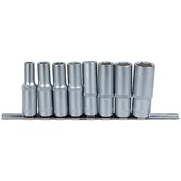 Набір насадок Sigma шестигранних подовжених 1/2" на планці 8 шт CrV (6003691)