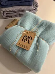 Покривало Zeintex Heaven муслінове бавовняне ментолове 180х230 см - мініатюра 8