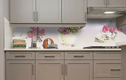 Кухонний фартух Рожеві Троянди Париж вінілова наклейка для кухні ПВХ Ейфелева вежа Квіти Happy Pocket Z181346 - мініатюра 3