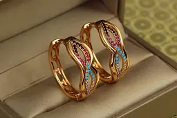 Сережки Xuping Jewelry колечки Делі 2,6 см золотисті - мініатюра 2