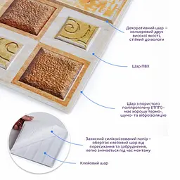 Декоративна плитка Sticker Wall ПВХ на самоклейці 300х300х5мм Масляні фарби СПП-608 SW-00001138 - мініатюра 2
