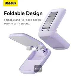 Підставка для гаджетів Baseus Seashell Series Folding Phone Stand (with Xiaomirror) B10551501511-00 Purple - мініатюра 5