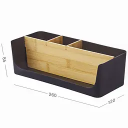 Органайзер для дрібниць МВМ My Home Scandinavia 26х12х8.5 см чорний (FH-45 BLACK/WOOD) - мініатюра 2