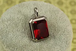 Кулон Xuping Jewelry червоний прямокутник 2.3 см сріблястий