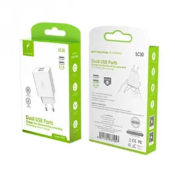 Зарядний пристрій SkyDolphin SC30 (2USB, 2.1A) Білий (SDMZP-000111) - мініатюра 4