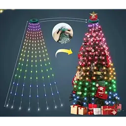 Гірлянда Кінський хвіст від USB, 2 м, 10 ниток, 200 LED + пульт/Смарт гірлянда/ Розумна гірлянда на ялинку
