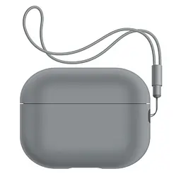 Силіконовий чохол для навушників Apple AirPods Pro 2 2022, Silicone Case with straps, сірий, захисний чохол з ремінцем, ультратонкий і легкий, повний захист, з підвіскою, м"який силікон, ArmorStandart (ARM68610)