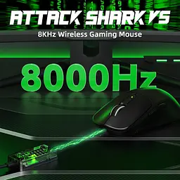 Бездротова миша ATTACK SHARK V5 42000 DPI PAW3950MAX,8K,Nordic 52840,20000FPS Чорна - мініатюра 2
