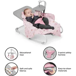 Шезлонг-гойдалка Kinderkraft Felio 2 Peony Rose сірий з рожевим KBFELI20PNK0000 (00-00305172) - мініатюра 8