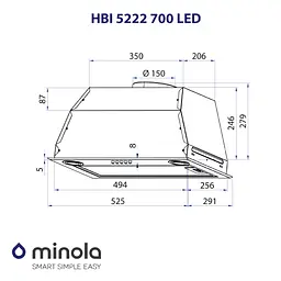 Витяжка повновбудована MINOLA HBI 5222 BLF 700 LED - мініатюра 10