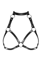 Портупея на груди Obsessive A740 harness black, штучна шкіра