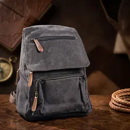 Компактний жіночий текстильний рюкзак 20194 Vintage чорний - мініатюра 4