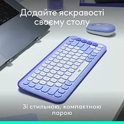 Комплект клавіатура та миша Logitech POP Icon Combo Bluetooth UA Lilac [920-013078] [121103] - мініатюра 10
