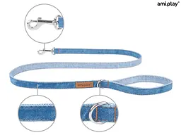 Повідець для собак Denim L, 140 × 2 см, блакитний - мініатюра 1