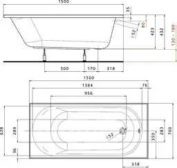 Ванна акрилова Kolo Opal Plus 150x70 XWP135000N - мініатюра 2