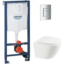 Комплект Grohe Set унітаз Ellipse-0301-T3 + Інсталяція 38536001 + панель 38732000 38536001ELLIPS0301T3, Білий