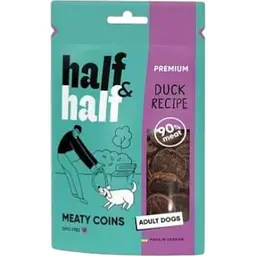 Ласощі для собак Half&Half у формі м'ясних монеток з качкою 100 г