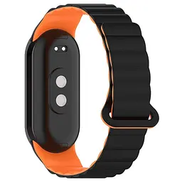 Ремінець Dual-color Magnetic для Xiaomi Mi Band 9/8/10 Black / Orange - мініатюра 2