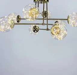 Латунна LED люстра на 8 прозорих плафонів із вбудованими світлодіодами Line.F K 26/8 AB - мініатюра 5