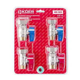 Комплект кранів для підключення газового котла Koer KR.1323 прямий (1/2"x2шт, 3/4x2шт) KR3125