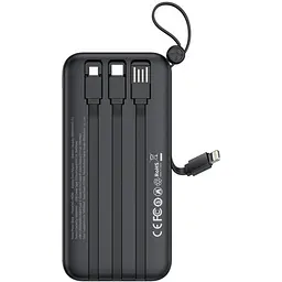 Зовнішній акумулятор XO PR280 з вбудованим кабелем 4-в-1 USB-C + iP 30000 mAh чорний - мініатюра 3