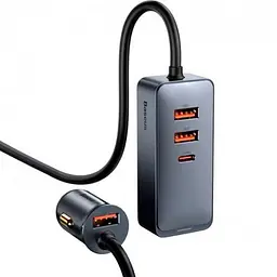 АЗУ Baseus 3USB + 1Type-C Share Together Fast Car Charger with Extension Cord 120W CCBT-B0G Grey - мініатюра 2