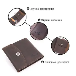 Вінтажне шкіряне портмоне Shvigel 16613 коричневе - мініатюра 4