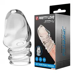 Насадка на член Pretty Love Jeremy Penis Thicker Transparent, 7 см (прозорий) - мініатюра 2