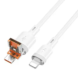 Кабель Hoco U131, 2 в 1 USB/ Type-C to Lightning 1.2 м білий