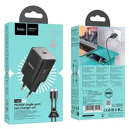 Адаптер мережевий HOCO Type-C to Type-C cable Vista single port charger N43 |Type-C, QC/PD, 30W/3A| - мініатюра 2