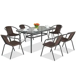 Комплект садових меблів 4Points Ravello-6 з прямокутним столом 140x80x70 см - мініатюра 1