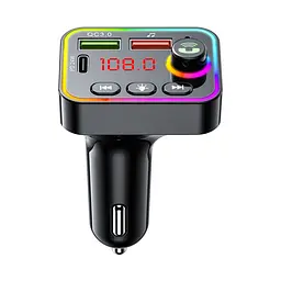FM модулятор HAVIT HV-FM819BT USB-A+USB-C PD24W RGB Black HAVIT (28523-000) - мініатюра 2