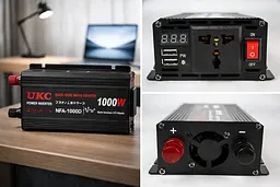 Перетворювач напруги 12 V-220 V UKC 1000 Вт з чистою синусоїдою / автомобільний інвертор 12 в 220 В з цифровим дисплеєм та USB виходом - мініатюра 5