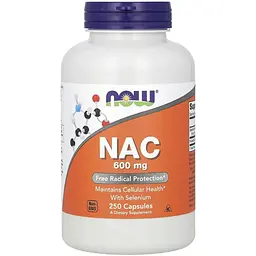 Ацетилцистеин Now Foods NAC N-Acetyl Cysteine ​​600 мг 250 вегетарианских капсул