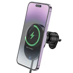 Тримач із бездротовим зарядним Hoco HW12 Guardian magnetic wireless air outlet 15W - мініатюра 7