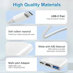 Адаптер USB-C 3в1 HDMI 4K для iPhone 15/16 з USB та зарядкою 100W - мініатюра 2