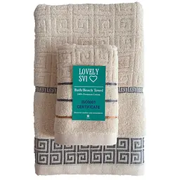 Набір 2 шт жакардові рушники Lovely Svi для ванної 70х140 см + 34 х 75 см Версаче Персиковий (2561110)