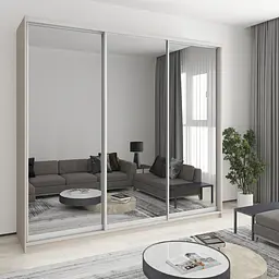 Шафа-купе тридверна MebelStar Уні AL 3 Дзеркала 260x45x240 см Кашемір (MBS-2004)