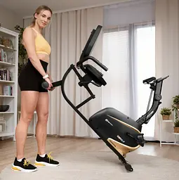 Горизонтальний велотренажер Hop-Sport HS-045L Volt магнітний золотистий - мініатюра 7