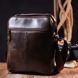 Практична чоловіча сумка Vintage 20824 шкіряна коричнева - мініатюра 8
