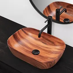 Умивальник Rea Belinda wood mat накладний REA-U5051, Коричневий - мініатюра 2