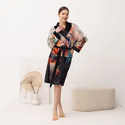 Халат жіночий з плюшевого велюру ексклюзивний India 18347 L-XL - мініатюра 2