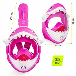 Маска для снорклінгу TSUNAMI Shark повнолицьова, дитяча Pink (P-5905973405430) - мініатюра 5