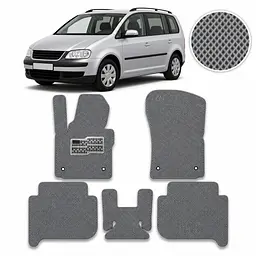 Килимки в салон EVA для Volkswagen Touran I / II 2003-2015 (Металевий підп'ятник) Сірі 5 шт
